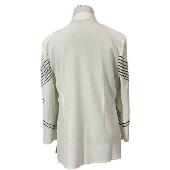 Ming Wang Embroidered Knit Cardigan Jacket - White - Small - Picture 9 of 16